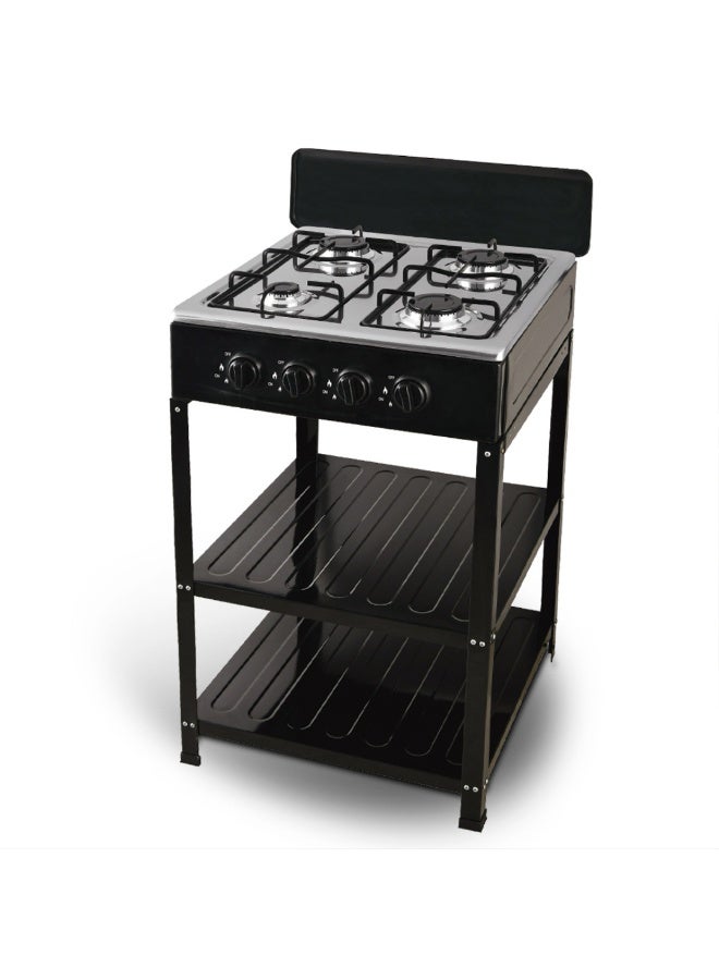 لوحة موقد غاز بأربعة شعلات | موقد غاز منزلي موفر للطاقة يعمل بالغاز المسال، مزود بنظام حماية من انطفاء اللهب وسطح زجاجي مقوى - Image 1